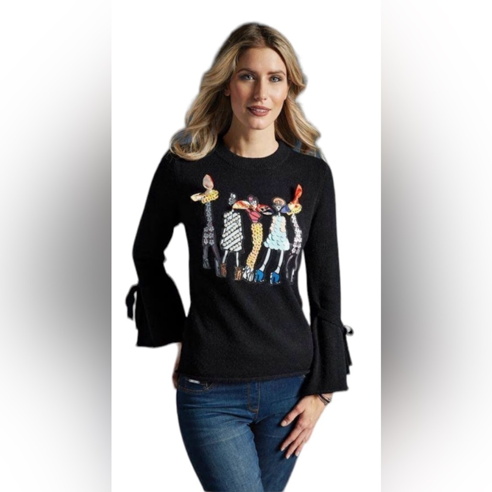 NWT Coco + Carmen Embellished Sweater 3D Art - Small